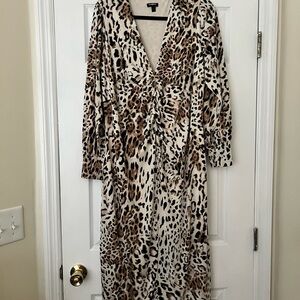 Express Leopard Print Midi Dress